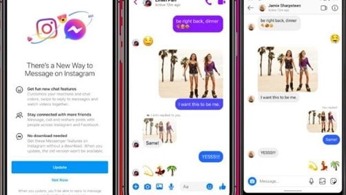 Fusion messenger et Instagram Facebook messagerie